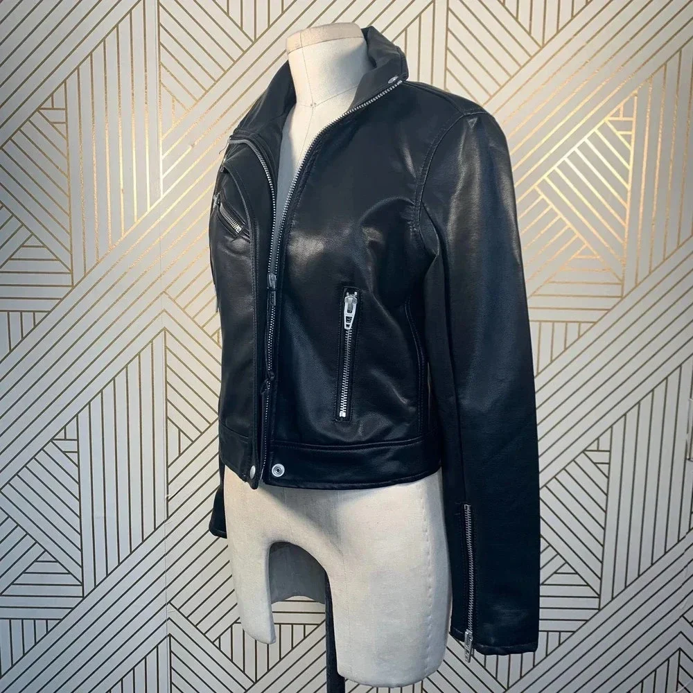 BLANKNYC Faux Leather Full Zip Moto‎ Jacket Black